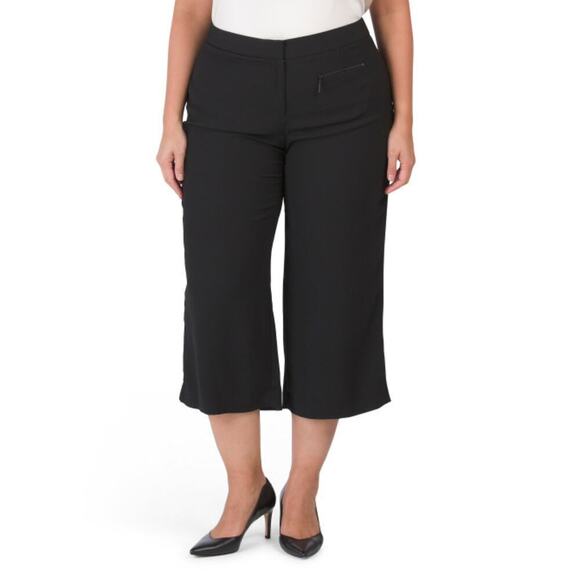 New Vince Camuto Plus Plus High Rise Crop Wide Leg Zip Pocket Dress Pants - Picture 1 of 7